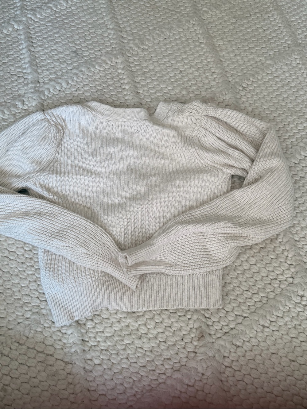 aerie Cropped V-Neck Button Cardigan - Cream - Picture 4 of 5